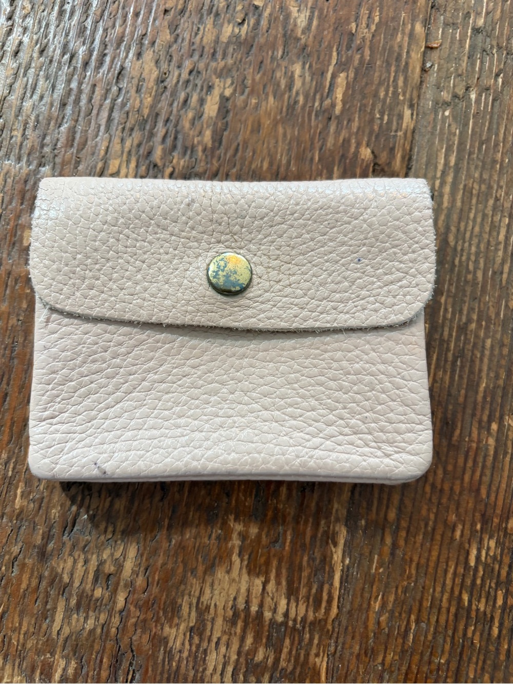Pebbled All Leather Snap Card Wallet
